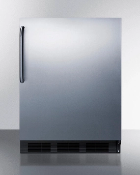 Summit FF6BKBISSTBADA Ada Compliant All-Refrigerator For Built-In General Purpose Use, Auto Defrost W/Stainless Steel Wrapped Door, Towel Bar Handle, And Black Cabinet Undercounter Refrigerators 24 inch undercounter fridge for kitchen