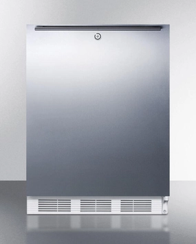 Summit FF6LBI7SSHHADA Ada Compliant Commercial All-Refrigerator For Built-In General Purpose Use, Auto Defrost W/Lock, Ss Wrapped Door, Horizontal Handle, And White Cabinet Undercounter Refrigerators 24 inch undercounter fridge for kitchen