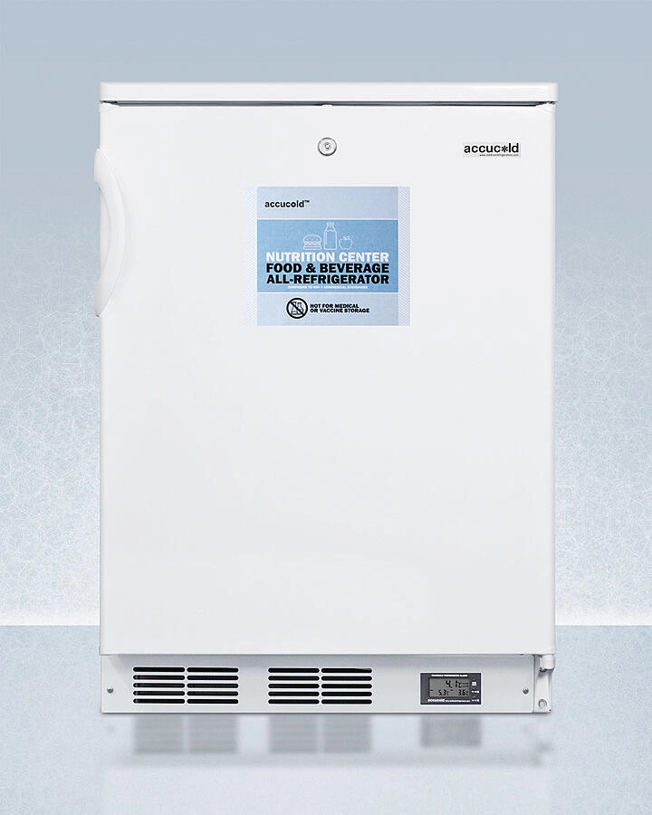 Summit FF6LW7NZ Commercially Approved Nutrition Center Series All-Refrigerator In White For Freestanding Use, With Front Lock And Digital Temperature Display Undercounter Refrigerators 24 inch undercounter fridge for kitchen