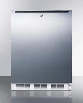 Summit FF6LW7SSHHADA Ada Compliant Commercial All-Refrigerator For Freestanding General Purpose Use, Auto Defrost With Lock, Ss Wrapped Door, Horizontal Handle, And White Cabinet Undercounter Refrigerators 24 inch undercounter fridge for kitchen