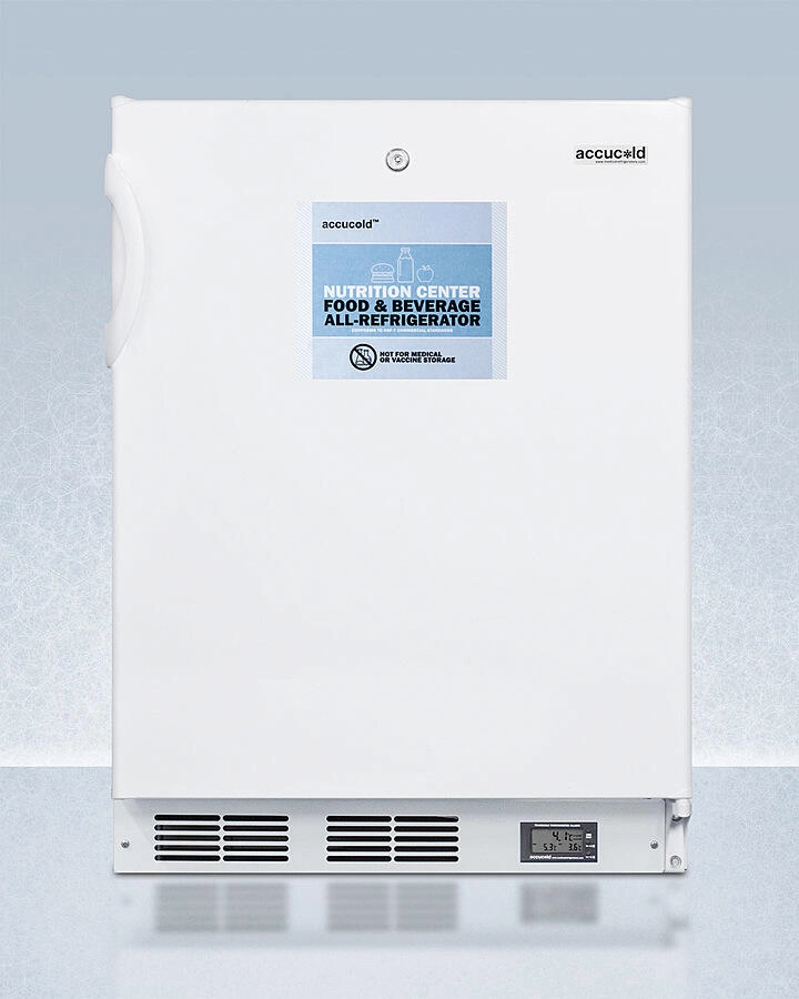 Summit FF6LWBI7NZADA Commercially Approved Ada Compliant Nutrition Center Series All-Refrigerator In White For Built-In Or Freestanding Use, With Front Lock And Digital Temperature Display Undercounter Refrigerators 24 inch undercounter fridge for kitchen