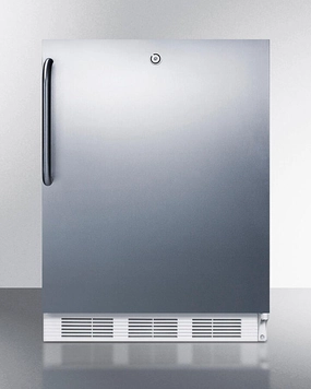 Summit FF6LWBI7SSTBADA Ada Compliant Commercial All-Refrigerator For Built-In General Purpose Use, Auto Defrost W/Lock, Ss Wrapped Door, Towel Bar Handle, And White Cabinet Undercounter Refrigerators 24 inch undercounter fridge for kitchen