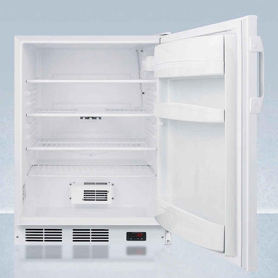 Summit FF6LWPROADA Ada Compliant 24" Wide Auto Defrost All-Refrigerator With Lock, Digital Thermostat, Internal Fan, Door Storage, And Access Port For User-Provided Monitoring Equipment