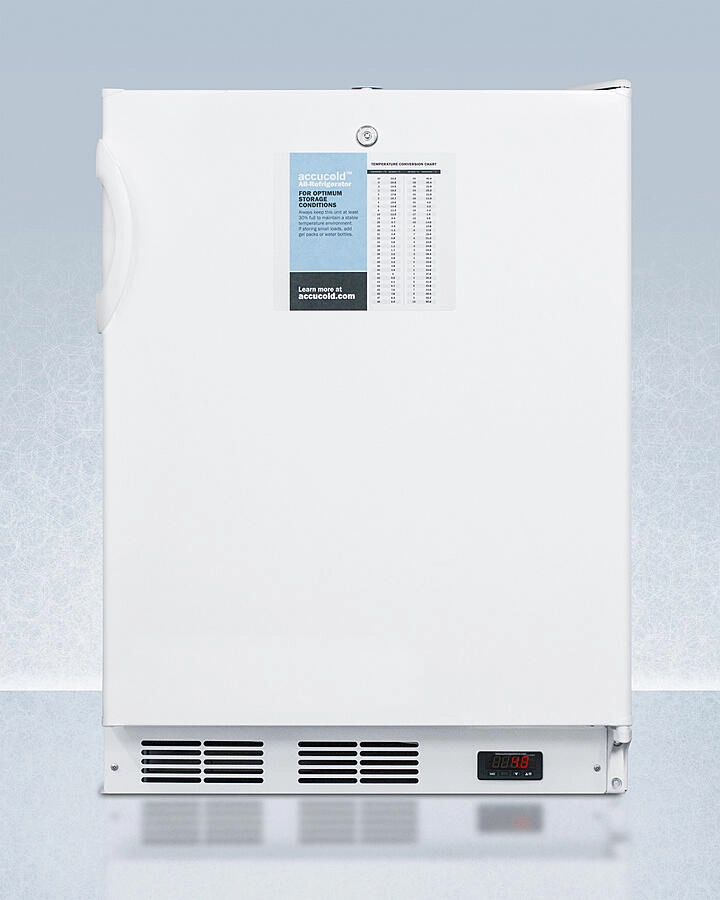 Summit FF6LWPROADA Ada Compliant 24" Wide Auto Defrost All-Refrigerator With Lock, Digital Thermostat, Internal Fan, Door Storage, And Access Port For User-Provided Monitoring Equipment Undercounter Refrigerators 24 inch undercounter fridge for kitche