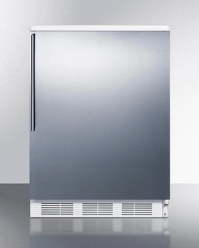 Summit FF6WBI7SSHV Commercially Listed Built-In Undercounter All-Refrigerator For General Purpose Use, Autom Defrost W/Ss Wrapped Door, Thin Handle, And White Cabinet Undercounter Refrigerators 24 inch undercounter fridge for kitchen