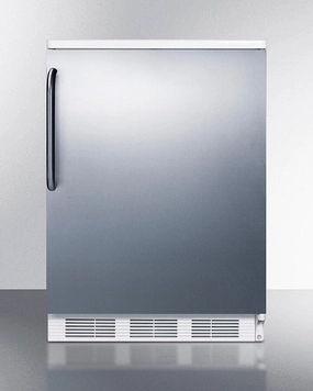 Summit FF6WBI7SSTB Commercially Listed Built-In Undercounter All-Refrigerator For General Purpose Use, Auto Defrost W/Ss Wrapped Door, Towel Bar Handle, And White Cabinet Undercounter Refrigerators 24 inch undercounter fridge for kitchen