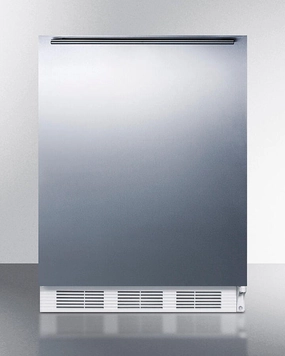 Summit FF6WBISSHHADA Ada Compliant All-Refrigerator For Built-In General Purpose Use, Auto Defrost W/Stainless Steel Wrapped Door, Horizontal Handle, And White Cabinet Undercounter Refrigerators 24 inch undercounter fridge for kitchen