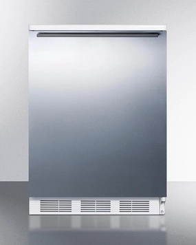 Summit FF6WSSHH Freestanding Counter Height All-Refrigerator For General Purpose Use, Auto Defrost W/Stainless Steel Wrapped Door, Horizontal Handle, And White Cabinet Undercounter Refrigerators 24 inch undercounter fridge for kitchen