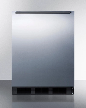 Summit FF7BKBISSHHADA Ada Compliant Built-In Undercounter All-Refrigerator For General Purpose Or Commercial Use, Auto Defrost W/Ss Door, Horizontal Handle, And Black Cabinet Undercounter Refrigerators 24 inch undercounter fridge for kitchen