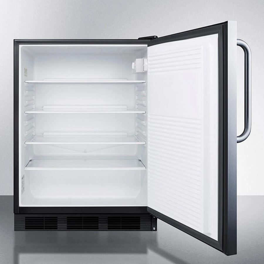 Summit FF7BKCSSADA Ada Compliant Built-In Undercounter All-Refrigerator For General Purpose Or Commercial Use, Auto Defrost W/Ss Wrapped Exterior And Towel Bar Handle