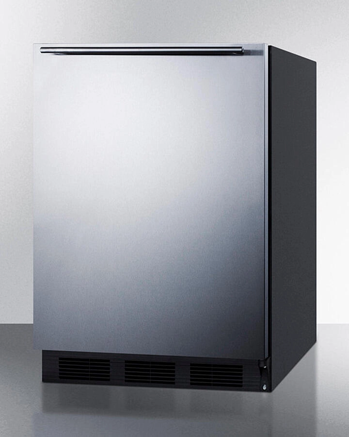 Summit FF7BKSSHHADA Ada Compliant Commercial All-Refrigerator For Freestanding General Purpose Use, Auto Defrost W/Ss Door, Horizontal Handle, And Black Cabinet