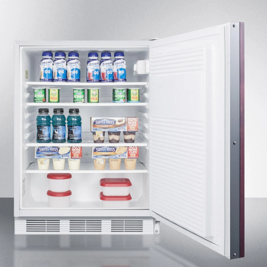 Summit FF7LBIIFADA Ada Compliant Built-In Undercounter All-Refrigerator For General Purpose Or Commercial Use, Auto Defrost W/Lock And Integrated Door Frame For Overlay Panels