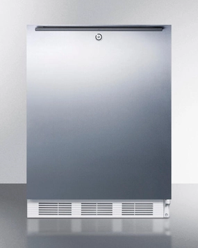 Summit FF7LBISSHHADA Ada Compliant Built-In Undercounter All-Refrigerator For General Purpose Or Commercial Use, Auto Defrost W/Lock, Ss Door, Horizontal Handle, White Cabinet Undercounter Refrigerators 24 inch undercounter fridge for kitchen