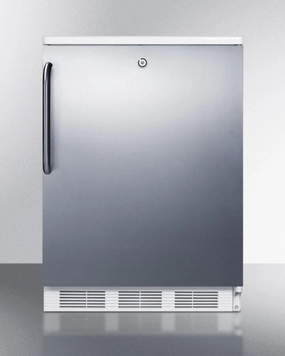 Summit FF7LBISSTB Commercially Listed Built-In Undercounter All-Refrigerator For General Purpose Use, Auto Defrost W/Lock, Ss Door, Towel Bar Handle, And White Cabinet Undercounter Refrigerators 24 inch undercounter fridge for kitchen