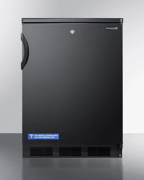 Summit FF7LBLBI Commercially Approved Auto Defrost All-Refrigerator With Lock For Built-In Undercounter Use In Black Finish Undercounter Refrigerators 24 inch undercounter fridge for kitchen
