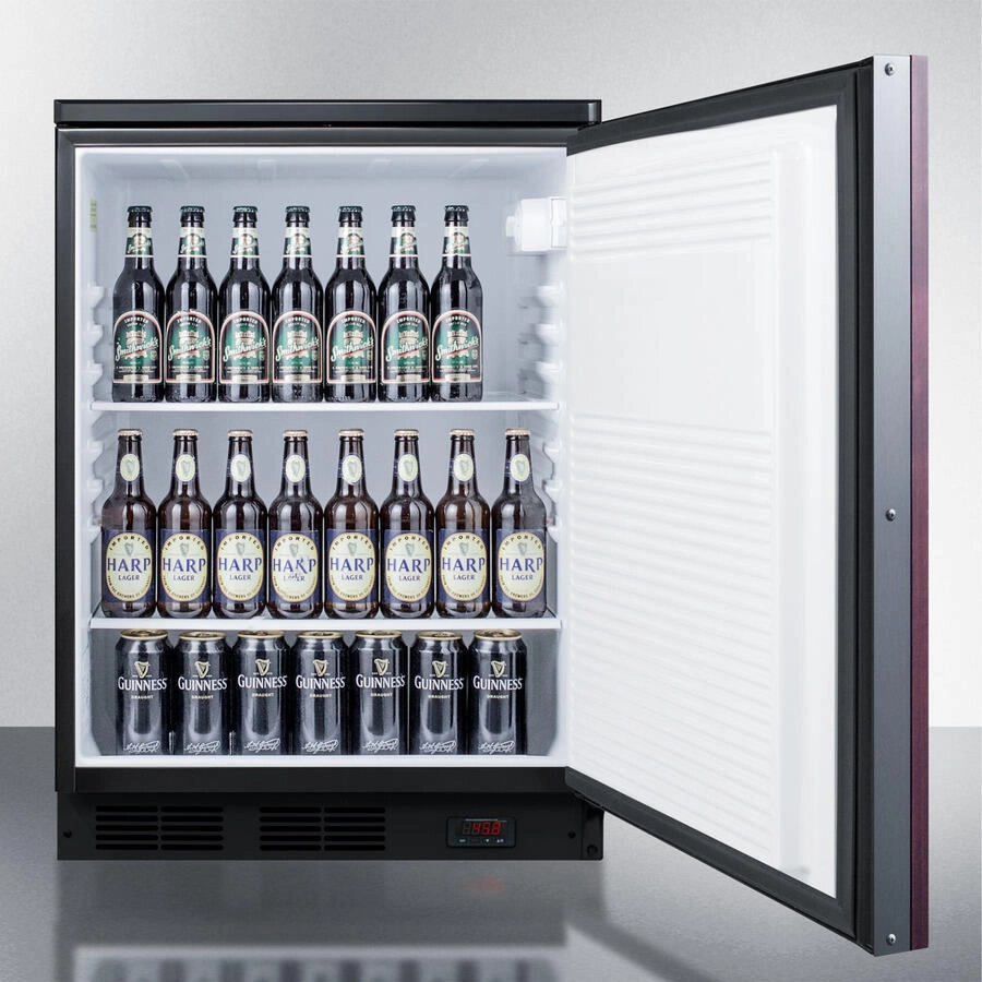 Summit FF7LBLBIPUBIF Commercially Approved Built-In Undercounter Craft Beer Pub Cellar With Digital Thermostat, Panel-Ready Door, And Black Cabinet
