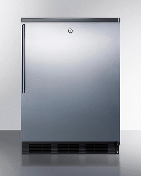 Summit FF7LBLKBISSHV Commercially Listed Built-In Undercounter All-Refrigerator For General Purpose Use, Auto Defrost W/Ss Wrapped Door, Thin Handle, Lock, And Black Cabinet Undercounter Refrigerators 24 inch undercounter fridge for kitchen