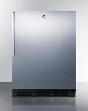 Summit FF7LBLKBISSHVADA Ada Compliant Built-In Undercounter All-Refrigerator For General Purpose Or Commercial Use, Auto Defrost W/Ss Door, Thin Handle, Lock, And Black Cabinet Undercounter Refrigerators 24 inch undercounter fridge for kitchen