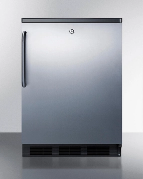 Summit FF7LBLKBISSTB Commercially Listed Built-In Undercounter All-Refrigerator For General Purpose Use, Auto Defrost W/Ss Wrapped Door, Towel Bar Handle, Lock, And Black Cabinet Undercounter Refrigerators 24 inch undercounter fridge for kitchen