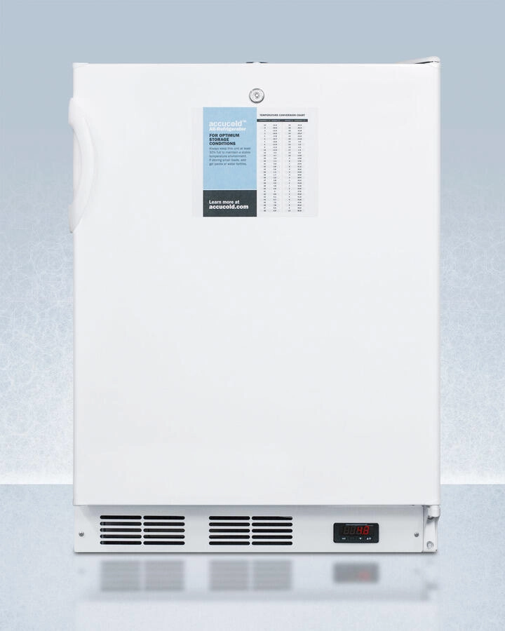 Summit FF7LPROADA Ada Compliant 24" Wide Auto Defrost Commercial All-Refrigerator With Lock, Digital Thermostat, Internal Fan, And Access Port For User-Provided Monitoring Equipment Undercounter Refrigerators 24 inch undercounter fridge for kitchen
