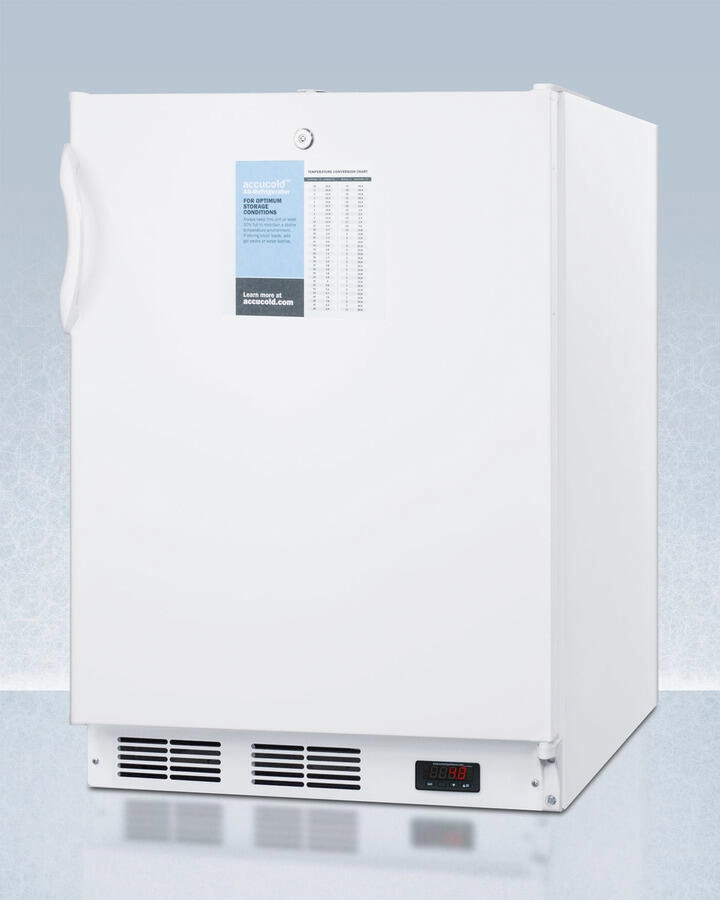 Summit FF7LPROADA Ada Compliant 24" Wide Auto Defrost Commercial All-Refrigerator With Lock, Digital Thermostat, Internal Fan, And Access Port For User-Provided Monitoring Equipment