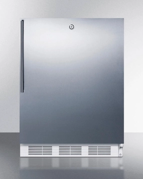 Summit FF7LSSHVADA Ada Compliant Commercial All-Refrigerator For Freestanding General Purpose Use, Auto Defrost W/Lock, Ss Door, Thin Handle, And White Cabinet Undercounter Refrigerators 24 inch undercounter fridge for kitchen
