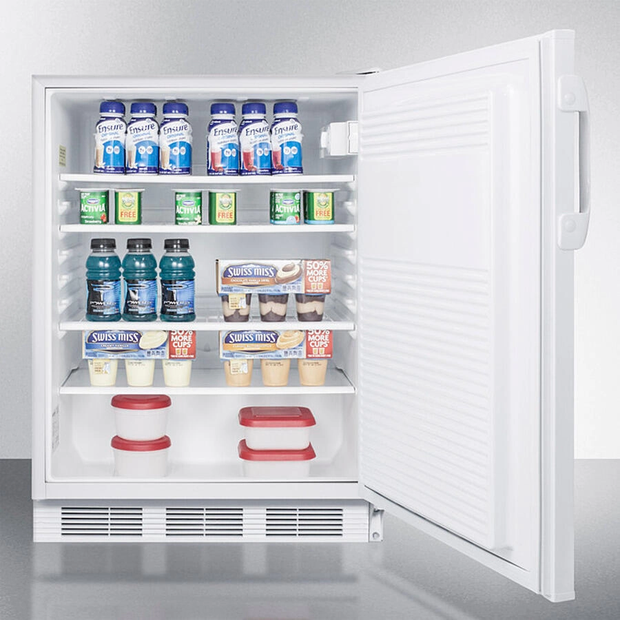 Summit FF7LWBIADA Ada Compliant Built-In Undercounter All-Refrigerator For General Purpose Or Commercial Use, With Lock, Auto Defrost Operation And White Exterior