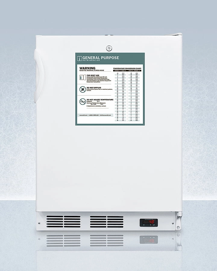 Summit FF7LWBIADAGP Ada Compliant Built-In Undercounter All-Refrigerator For General Purpose And Commercial Use, With Lock, Auto Defrost Operation, Internal Fan, Digital Thermostat, And White Exterior Undercounter Refrigerators 24 inch undercounter fridge 