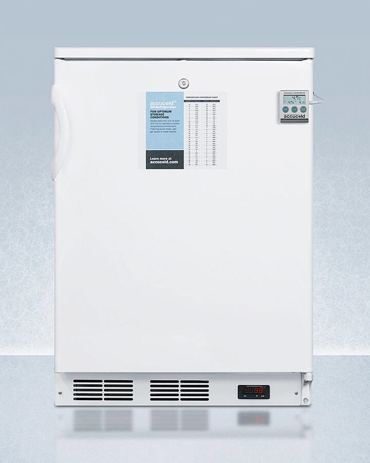 Summit FF7LWBIPLUS2 24" Wide Built-In All-Refrigerator In White, Auto Defrost With A Lock, Nist Calibrated Thermometer, Digital Thermostat, And Internal Fan Undercounter Refrigerators 24 inch undercounter fridge for kitchen