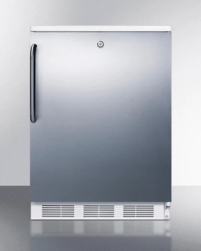 Summit FF7LWBISSTB Commercially Listed Built-In Undercounter All-Refrigerator For General Purpose Use, Auto Defrost W/Lock, Ss Door, Towel Bar Handle, And White Cabinet Undercounter Refrigerators 24 inch undercounter fridge for kitchen