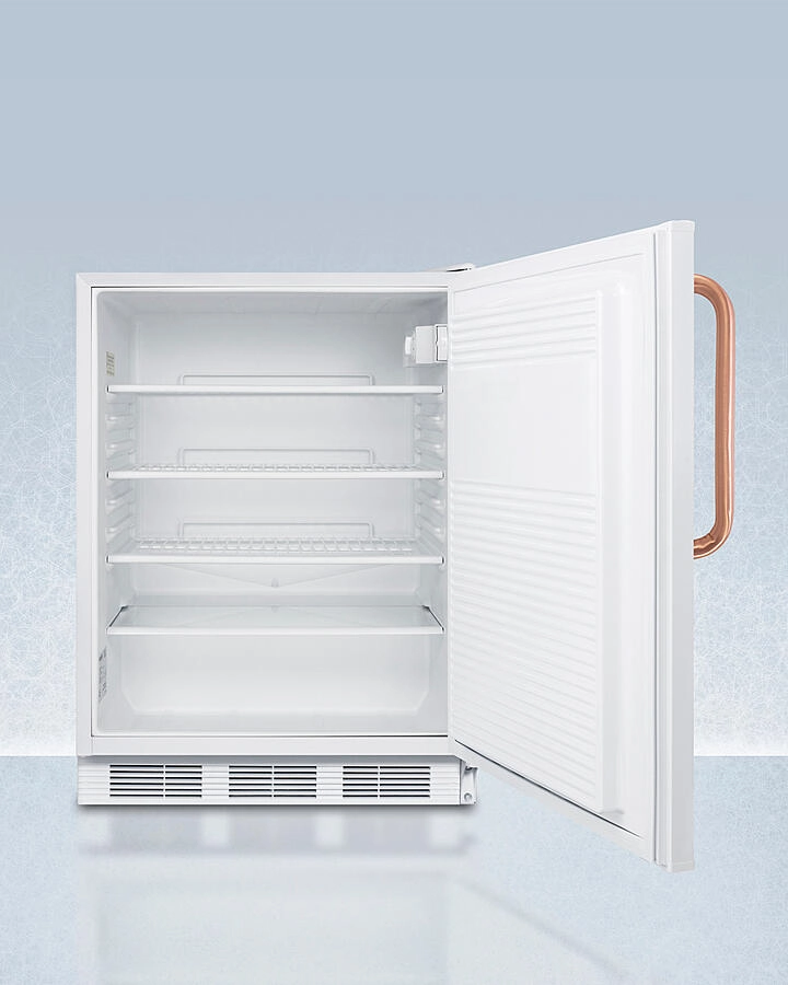 Summit FF7LWBITBCADA Ada Compliant Built-In Undercounter All-Refrigerator For General Purpose Or Commercial Use, With Pure Copper Handle, Lock, Auto Defrost Operation, And White Exterior
