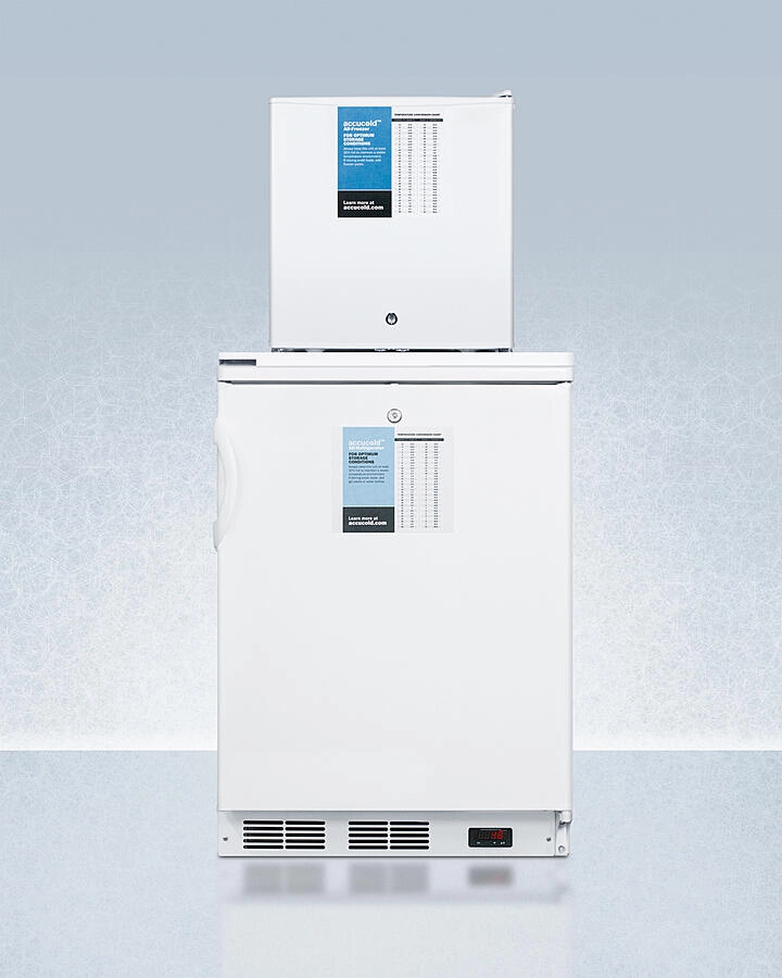 Summit FF7LWFS24LSTACKPRO Ff7Lwpro Auto Defrost All-Refrigerator With Digital Controls And Compact Manual Defrost Fs24Lpro All-Freezer With Stacking Rack, Both With Factory-Installed Probe Holes Undercounter Refrigerators 24 inch undercounter fridge for ki
