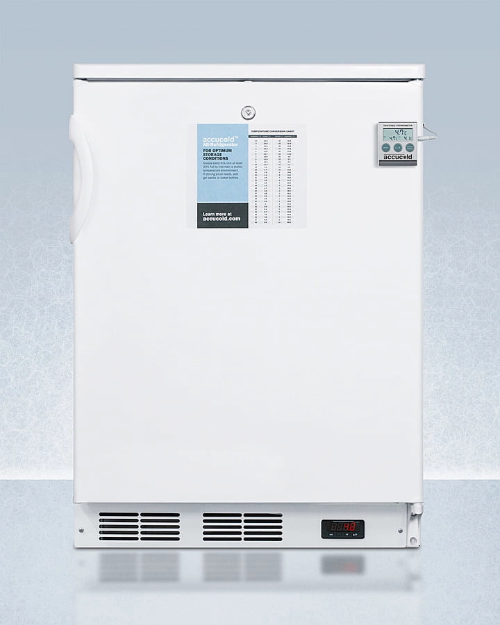 Summit FF7LWPLUS2 24" Wide Freestanding All-Refrigerator In White, Auto Defrost With A Lock, Nist Calibrated Thermometer, Digital Thermostat, And Internal Fan Undercounter Refrigerators 24 inch undercounter fridge for kitchen