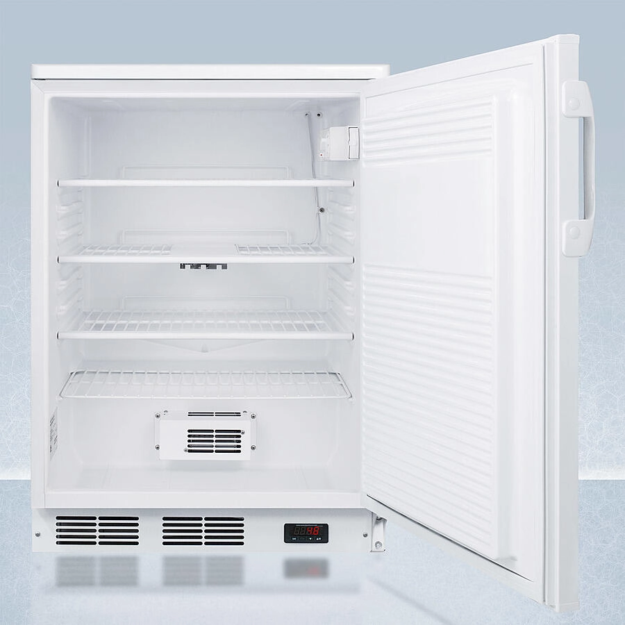 Summit FF7LWPRO 24" Wide Auto Defrost Commercial All-Refrigerator With Lock, Digital Thermostat, Internal Fan, And Access Port For User-Provided Monitoring Equipment