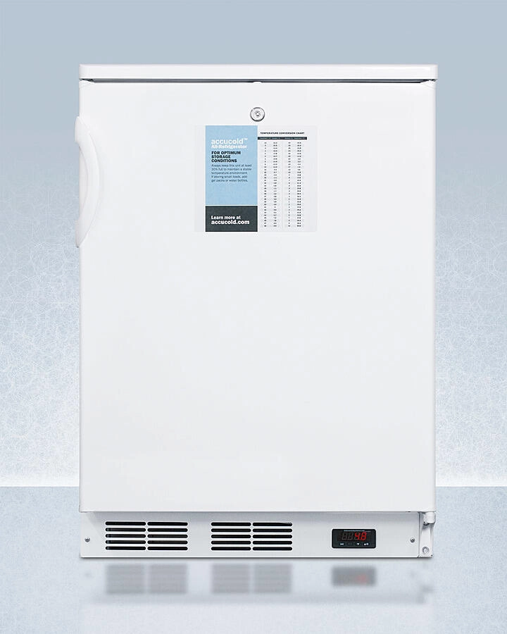 Summit FF7LWPRO 24" Wide Auto Defrost Commercial All-Refrigerator With Lock, Digital Thermostat, Internal Fan, And Access Port For User-Provided Monitoring Equipment Undercounter Refrigerators 24 inch undercounter fridge for kitchen
