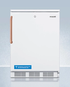 Summit FF7LWTBC Commercially Listed Freestanding All-Refrigerator For General Purpose Use, With Pure Copper Handle, Front Lock, Automatic Defrost Operation, And White Exterior Undercounter Refrigerators 24 inch undercounter fridge for kitchen