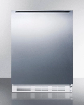 Summit FF7WSSHH Commercially Listed Freestanding All-Refrigerator For General Purpose Use, Auto Defrost W/Ss Wrapped Door, Horizontal Handle, And White Cabinet Undercounter Refrigerators 24 inch undercounter fridge for kitchen