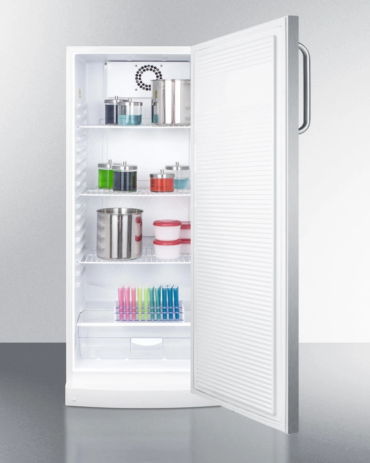 Summit FFAR10SSTB 10.1 Cu.Ft. General Purpose All-Refrigerator In Slim 24" Width, With Automatic Defrost, Internal Fan, Stainless Steel Door, And Towel Bar Handle