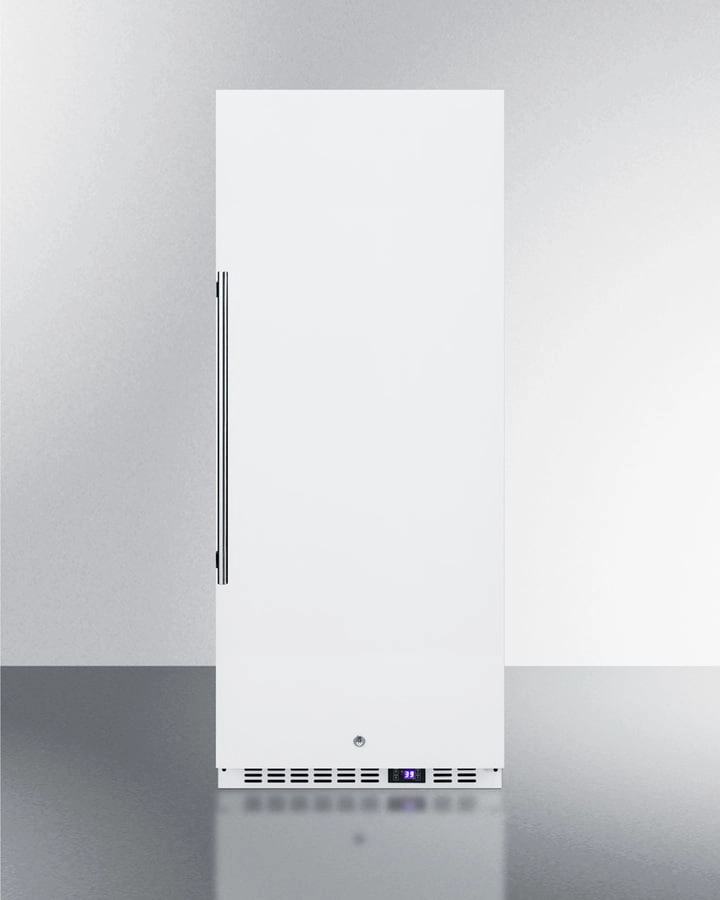 Summit FFAR12W7 10.1 Cu.Ft. Commercial All-Refrigerator With Stainless Steel Interior, White Exterior, Digital Thermostat, Lock, And Automatic Defrost Operation Freestanding Refrigerators freestanding fridge freezer combo