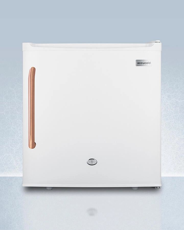 Summit FFAR23LTBC Compact 1.7 Cu.Ft. All-Refrigerator In White With Pure Copper Handle, Automatic Defrost, Front Lock, And Flat Door Liner Undercounter Refrigerators 24 inch undercounter fridge for kitchen