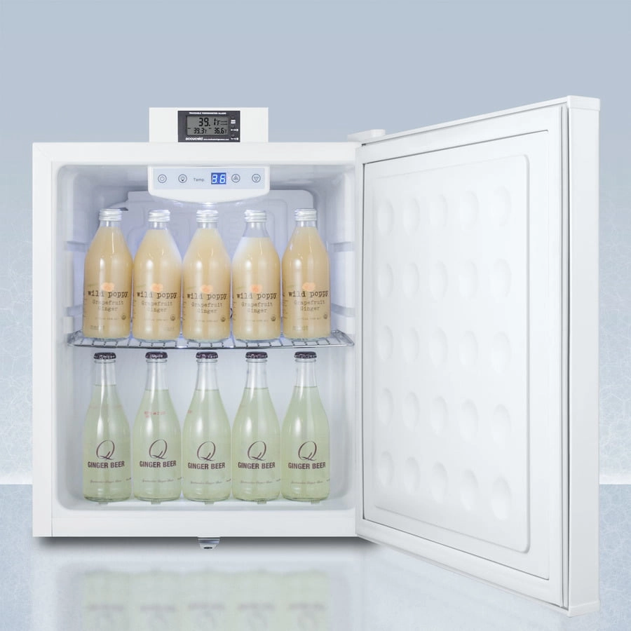 Summit FFAR25L7NZ Compact Commercially Approved Nutrition Center Series All-Refrigerator In White With Front Lock And Digital Temperature Display