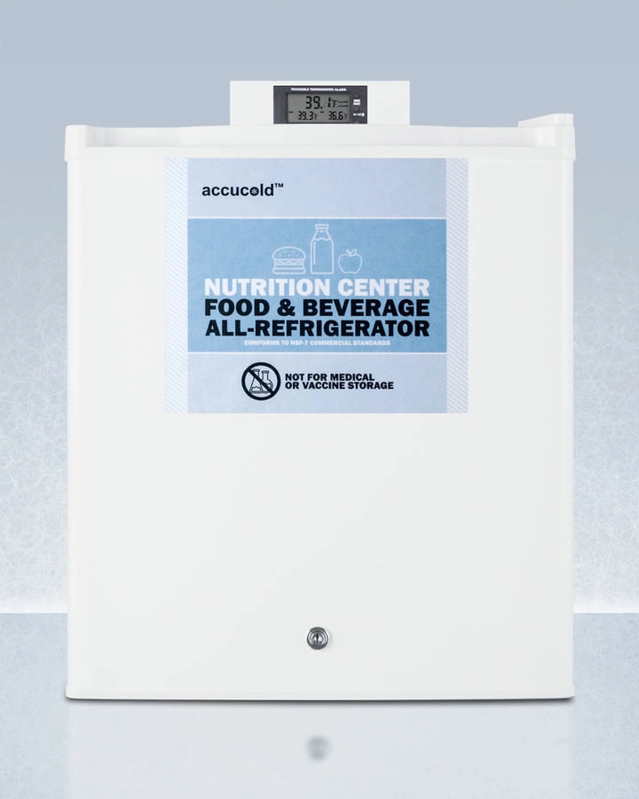 Summit FFAR25L7NZ Compact Commercially Approved Nutrition Center Series All-Refrigerator In White With Front Lock And Digital Temperature Display Undercounter Refrigerators 24 inch undercounter fridge for kitchen