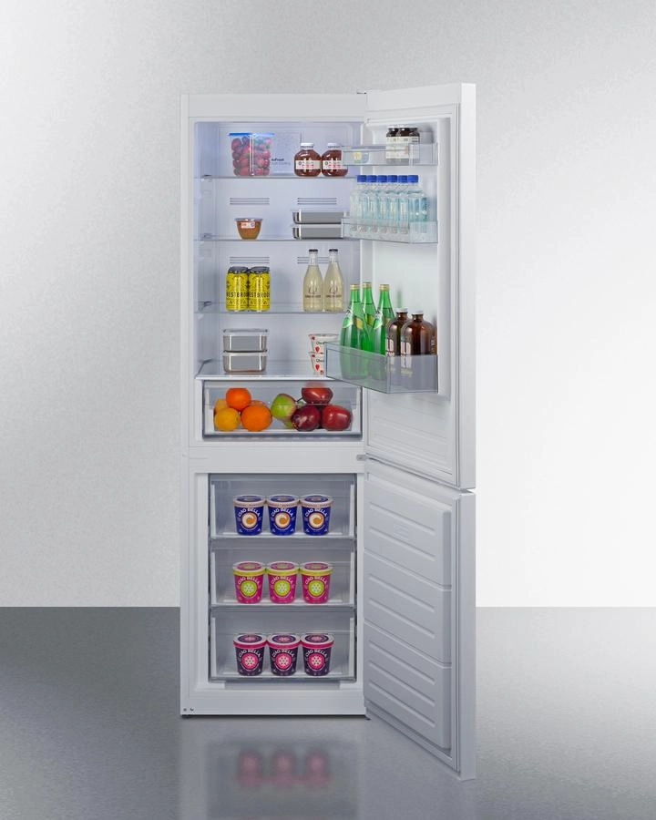 Summit FFBF121W 24" Wide Bottom Mount Refrigerator-Freezer