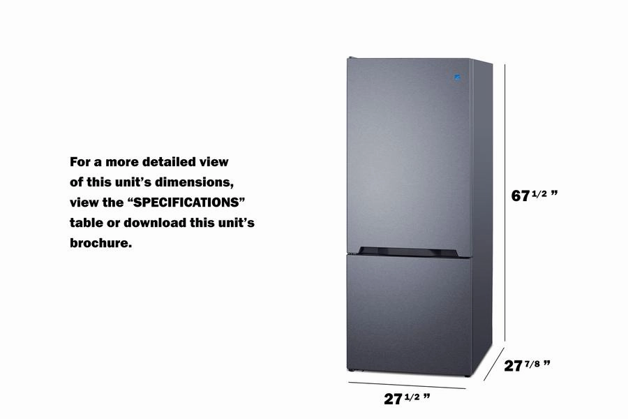 Summit FFBF154SSLHD 28" Wide Bottom Mount Refrigerator-Freezer