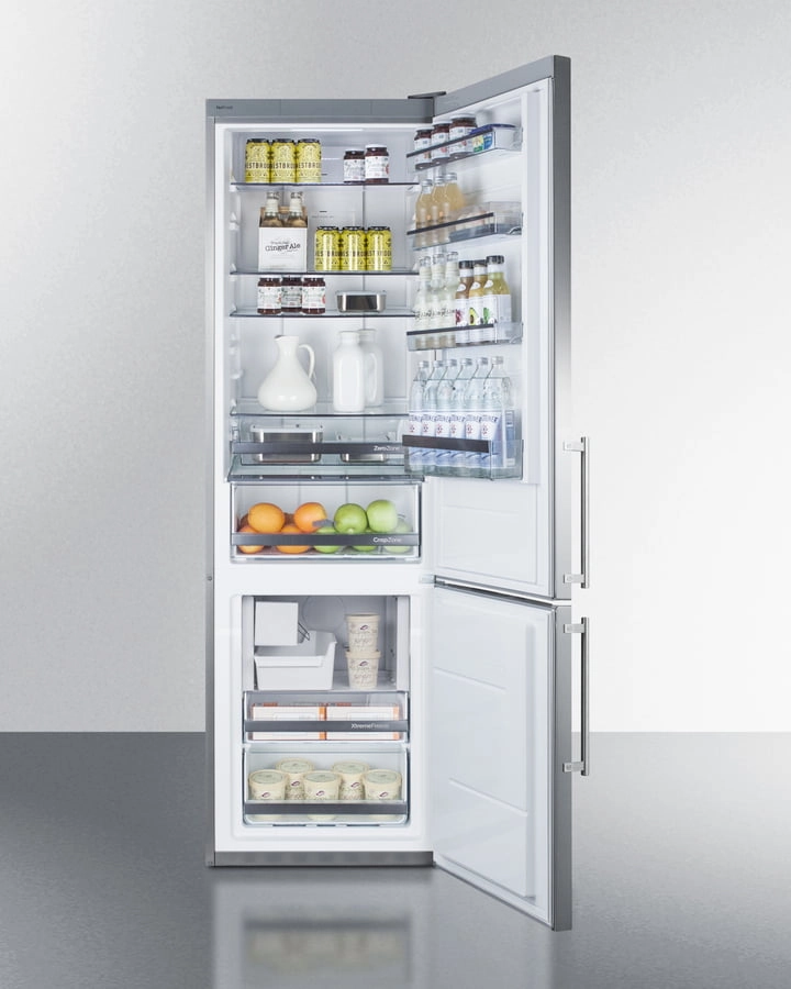 Summit FFBF181ESIM 24" Wide Bottom Freezer Refrigerator With Icemaker