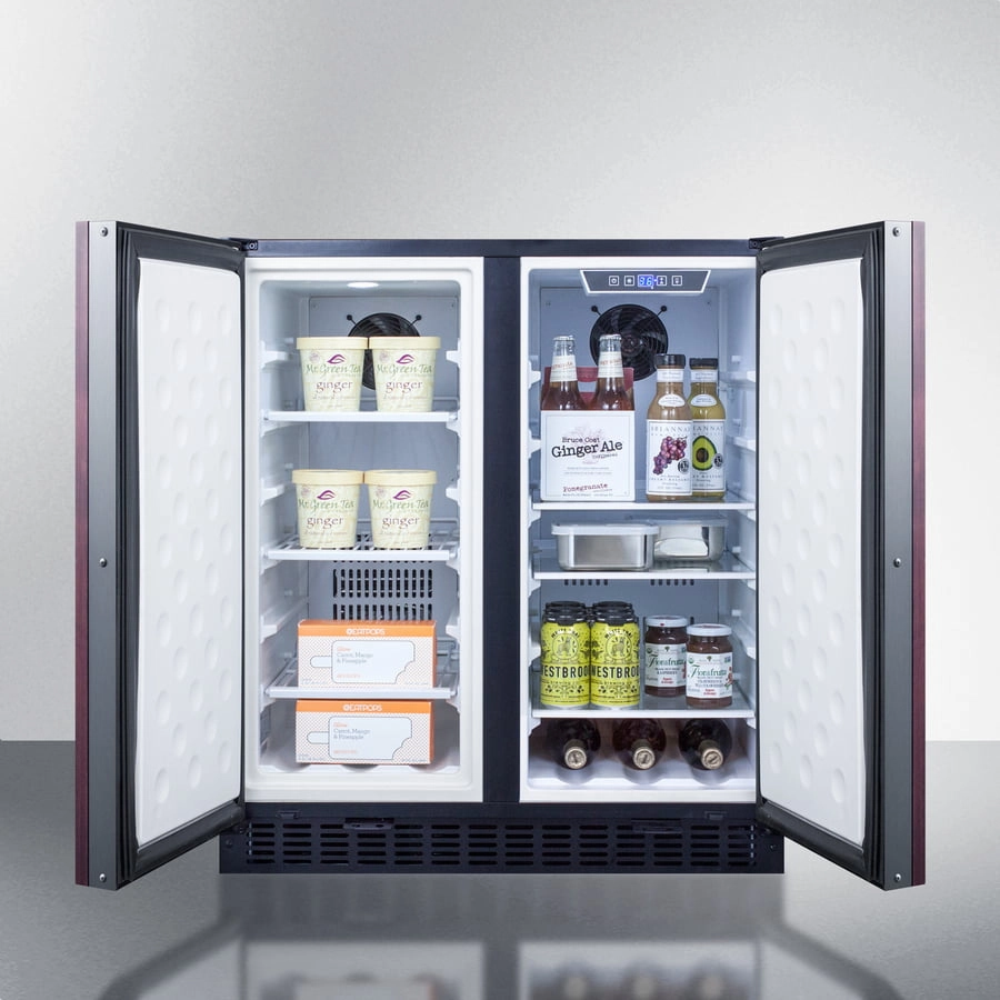 Summit FFRF3070BIF Frost-Free Side-By-Side Refrigerator-Freezer For Built-In Or Freestanding Use With Black Cabinet, Panel-Ready Doors, And Digital Controls