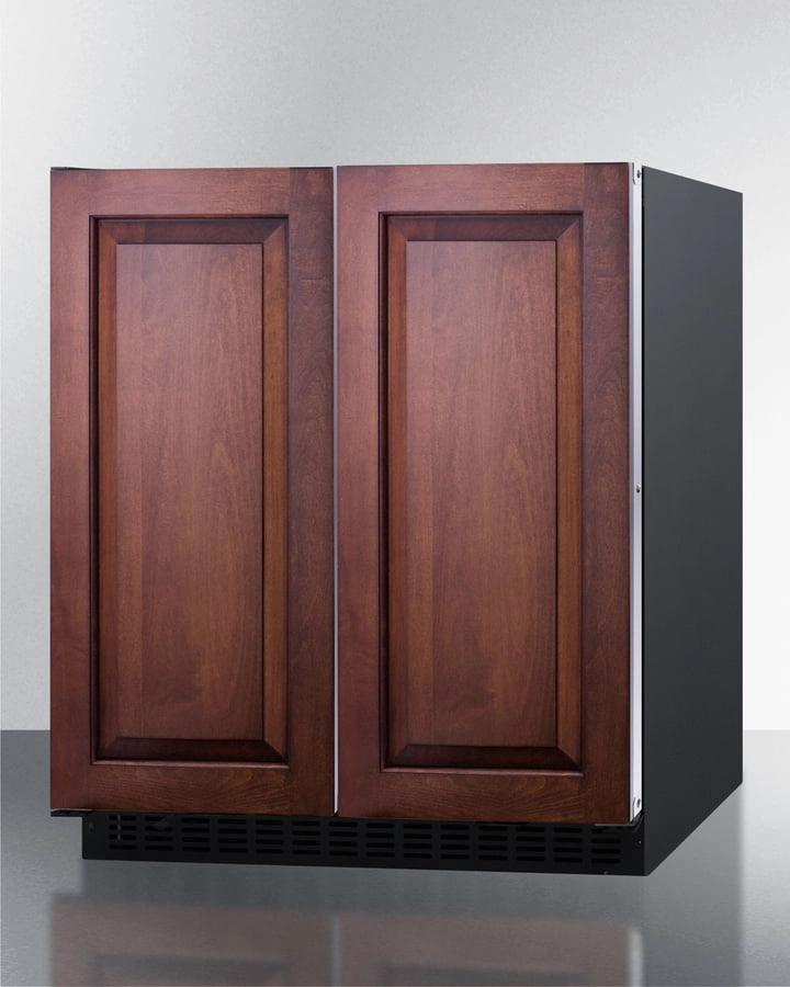 Summit FFRF3070BIF Frost-Free Side-By-Side Refrigerator-Freezer For Built-In Or Freestanding Use With Black Cabinet, Panel-Ready Doors, And Digital Controls