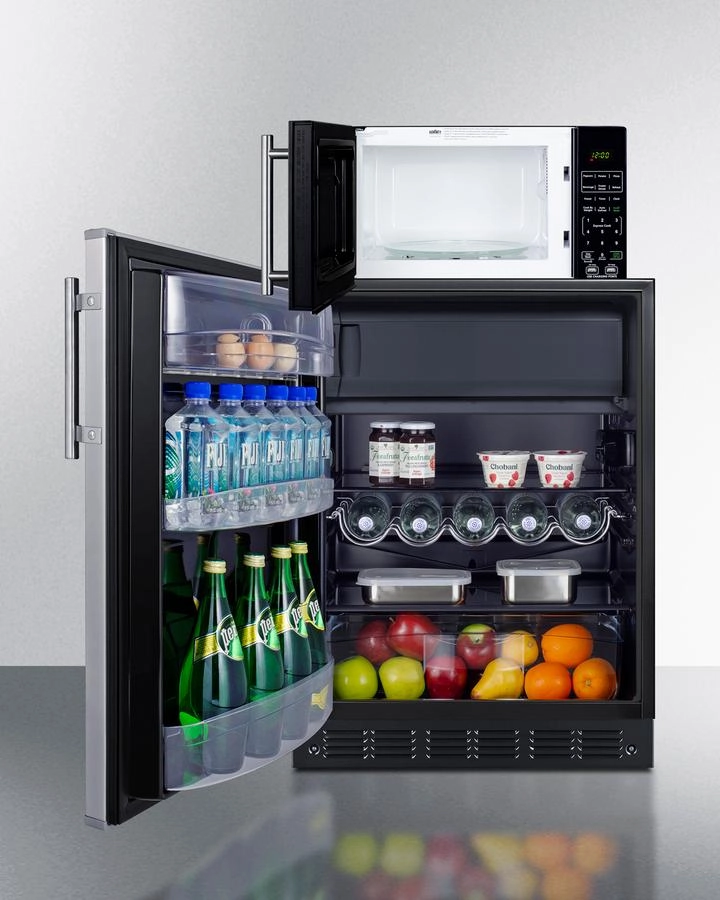 Summit MRF66BK2SSALHD Microwave/Refrigerator-Freezer Combination With Allocator
