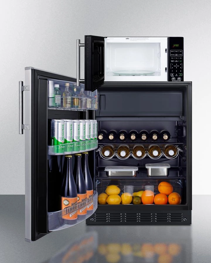 Summit MRF66BK2SSALHD Microwave/Refrigerator-Freezer Combination With Allocator