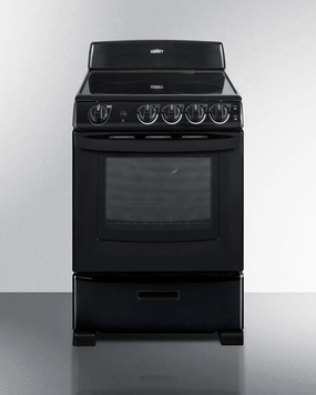 Summit REX2431B 24" Wide Smooth-Top Electric Range In Black, With Lower Storage Drawer And Oven Window; Available Winter 2018 To Replace Model Rex243B Freestanding Ranges freestanding dual fuel range 30 inch